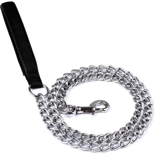 4mm*180cm Dog Chain Leash Black Handle Dog Leash Chain Iron Metal Rustproof Dog Leads Pet Leashes Dog Products