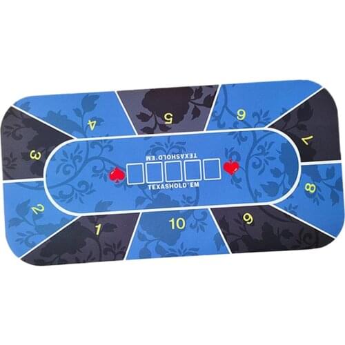 Rubber Poker Table Layout Family Portable Blackjack Gambling Tabletop Mat 10 Players Casino Gaming Table Top Pad & Storage Bag