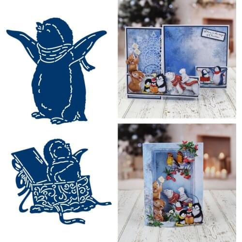 Christmas Surprises Penguin Die Cutting Dies Scrapbook Diary Decoration Stencil Ebossing Template DIY Greeting Card Albums