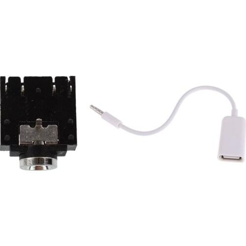 Retail 10Pcs Dip Pcb Mount 5 Pins 3.5Mm Socket Headphone Stereo Audio Jack & 1Pcs Usb Female To Aux 3.5Mm Male Jack Plug Audio C