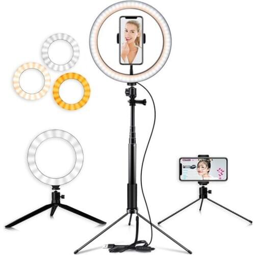 26CM LED Ring Light with Stand Bluetooth Camera Video Dimmable USB 10 inch Selfie Ring Lamp For Photograghy Live Studio