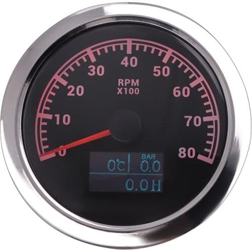 3 In 1 Multifunction Tachometer Gauge 85MM 3000/4000/6000/8000 RPM Tacho Meter With Water Temp Oil Pressure HourMeter Sensor