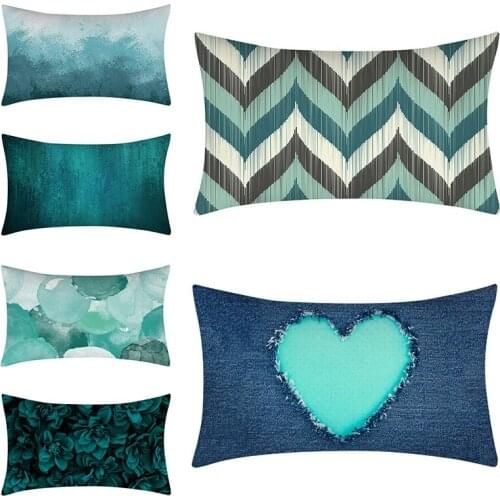 Teal Blue Home Decoration Cushion Cover Waist Pillowcase