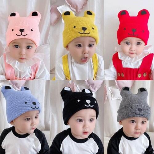 Q Knitted Cap 1Pcs Baby Hat Knitting Fabric Cartoon Pattern Multicolor Cap for Boys Girls Keep Warm Children Gift Spring Autumn