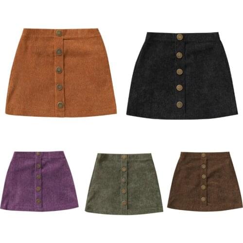 New Girls Solid Color Corduroy Skirts Fall Winter Kids Baby Girl Clothes High Waist Mini Skirt Baby Skirts Outfits