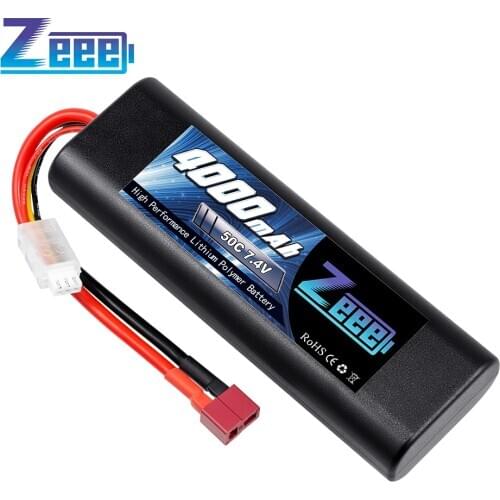 Zeee 7.4V 50C 4000mAh Lipo Battery with Deans Plug Hardcase 2S Lipo Battery for RC Car Truck Helicopter Airplane