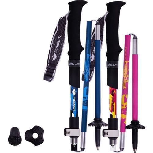 2Pcs Folding Trekking Poles Aluminum And Carbon Fiber Hiking Sticks Collapsible Adjustable Walking Sticks For Tourism