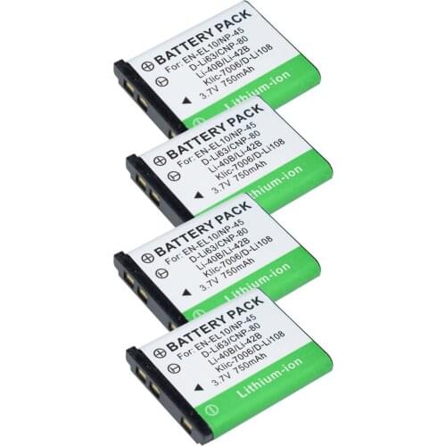 4x D-LI108 Battery for Pentax Optio W30 M40 RS1000 LS1000 RS1500 LS1100 LS465 M90