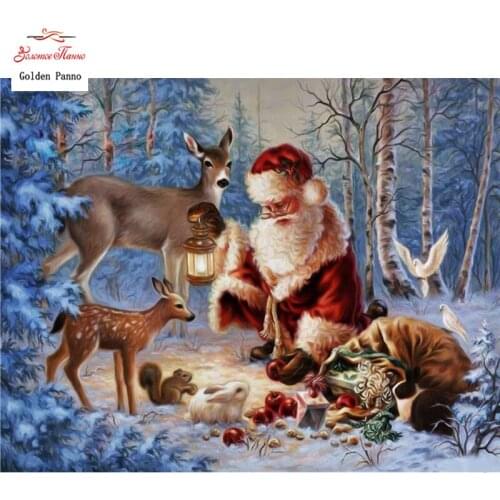 Diamond Painting Full Square 5D Diy Daimond Embroidery Diamant Mosaic Sale Displasy Broderie Diamant Santa Claus and animals 02