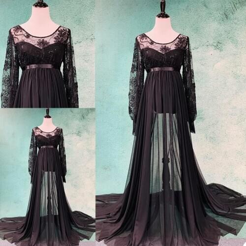 Maternity Party Sleepwear Long Sleeves Sexy Bathrobe Nightgown Soft Fabric Sweep Train Plus Size Bridesmaid Wraps