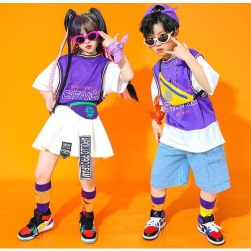 Kids Ballroom Hip Hop dancing Outfits Tshirt Shorts Skirt For Girls Boys Jazz Dance Stage Wear Costumes Show Outfits