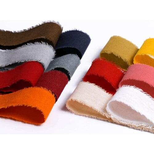 10Yards Double Sided 1" 25MM/1.5" 38MM Burrs Cotton Linen Solid Ribbon Craft Hair Bows Satin DIY Gift Flowers Packaging Material