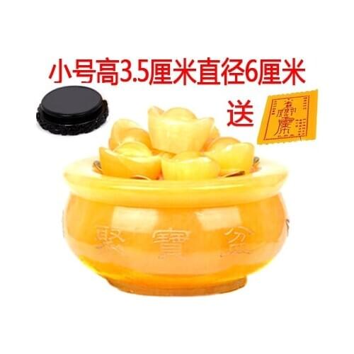 Imitation rice yellow jade treasure basin zhaocai town house large arts and crafts car set pieces crafts sculpture statues Home
