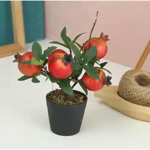 Potted Fake Plants Desktop Simulation Artificial Fruit Tree Decoration Mini Room Ornaments 16*7*7cm Natural Home Party Bonsai