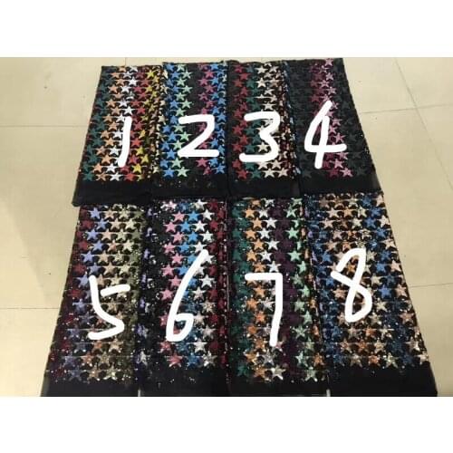 Nice looking star design sequins tulle mesh lace fabric BZL-8.0215 with good quality for party dress