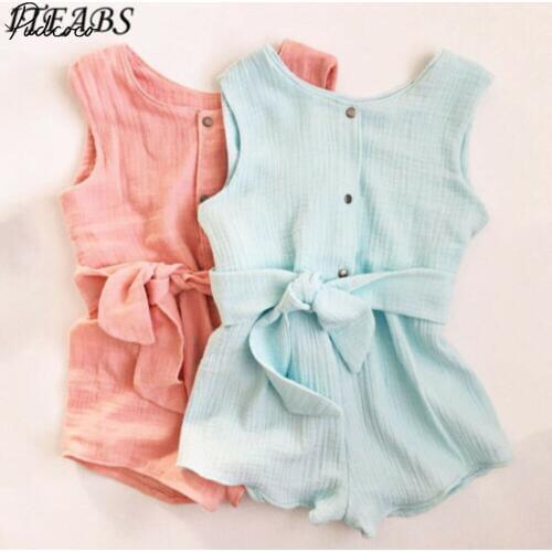 Summer Baby Girl Clothes Sleeveless Home Dress Kids Gift Sweet Jumpsuit Age 0-18