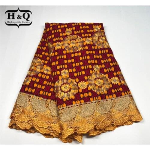 H&Q Best Quality Top Fashion Ankara Wax Fabric Printing Wax African 100% Cotton Lace Fabric Design 6 Yards/lot For Sewing Party