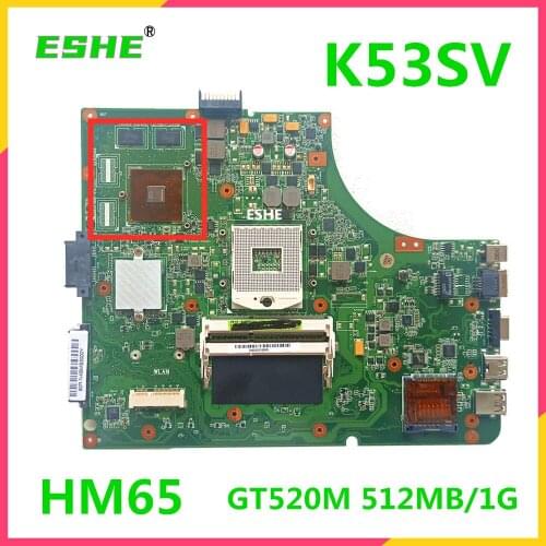 K53SV Laptop Motherboard K53SV REV 2.0/2.1/3.0/3.1 Fit For ASUS K53SC A53S X53S P53S K53SJ HM65 GT520M graphics card