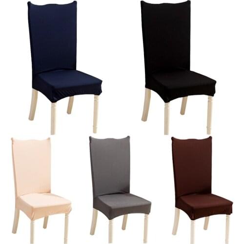 Minimalistic Solid Color Spandex Elastic Dining Chair Protector Covers Home Kitchen Anti-dirty Removable Stretch Decor Seat Case