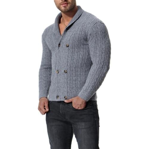 Mens Clothes Double-Breasted Cotton Cardigans Mans Warm Winter Knitted Sweater Men Solid Casual Cardigan Man Knitwear Outwear
