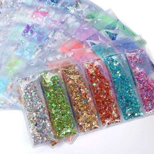 6 Grids/bag Nail Glitter Set Mix Flakes Paillette Nails Design Shapes Sticker Shinny Nail Art Decoration Accessories Spangles