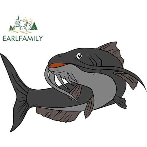 EARLFAMILY 13cm x 8.3cm for Cat Fish Personality Creative VAN Car Stickers Waterproof JDM Accessories Scratch-proof Window Decal