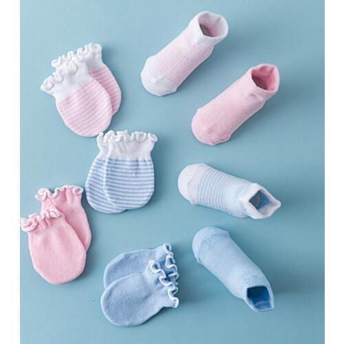 4 Pairs Children Kids Baby Newborn Socks Gloves Anti-scratch Breathable Elasticity