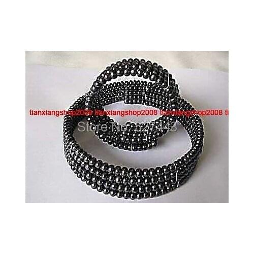 Wholesale hot sale>>New 6mm Black Pearl Choker Necklace Bracelet set