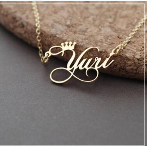 Custom Crown Name Necklace Personalized Jewelry Stainless Steel Nameplate Silver Rose Gold Choker Necklace Women Bridesmaid Gift