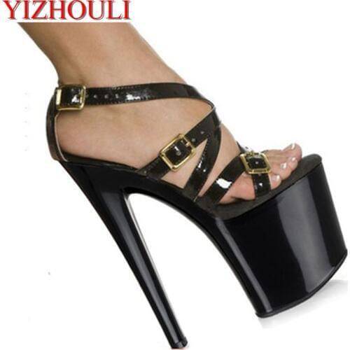 Pole dancing sexy Julie Shoes buckle strap Dance high heel shoes 20cm Platform Pointed Stiletto party Dance Shoes