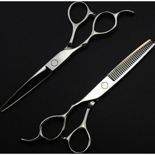 Professional Japan 440c left handed 5.5 6'' silver cut hair scissors haircut thinning barber cutting shears hairdresser scissors