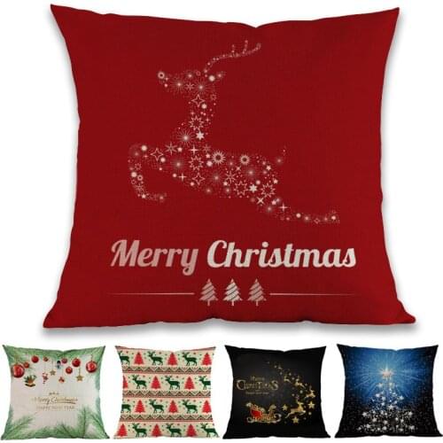 2020 Merry Christmas New Year Colorful Christmas Tree Pendant Reindeer Pattern Pillow Case Sofa Festive Decoration Cushion Cover