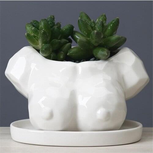 Nordic Abstract Flower Pot Female Body Art Design Sculpture Vase Home Decoration Ceramic Planter Flower Pot Ornaments