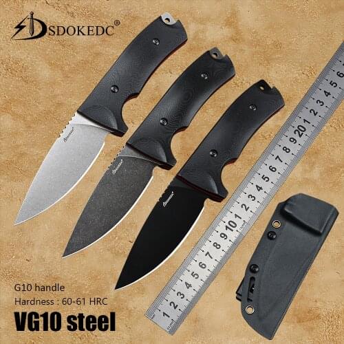 VG10 Steel Fixed Blad Titanium EDC Outdoor Camping Combat Utility Self Defense Weapons Tactical Military Survival Hunting Knife