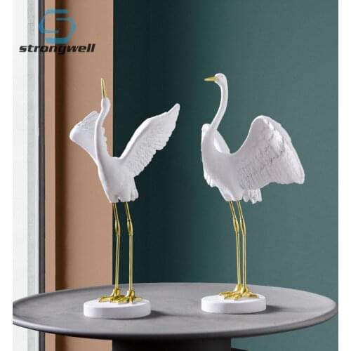 Strongwell Traditional White Crane Decoration Figurines Home Decoration Ornaments Resin Animal Furnishings Desktop Decoration