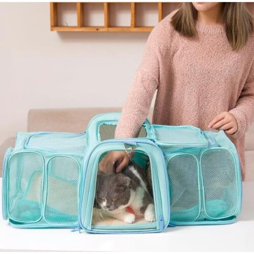 Large Capacity Backpack For Pets Cat Double Expansion Portable Shoulder Bag Oxford Fabric Breathable Travelling Bag Cat Supplies