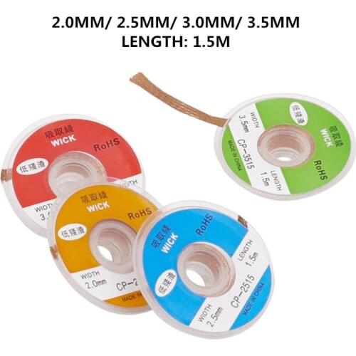 1.5M Welding Wires 2/2.5/3/3.5mm Corrosion Resistance Desoldering Braid Solder Remover Wick Wire Repair Tool Sale