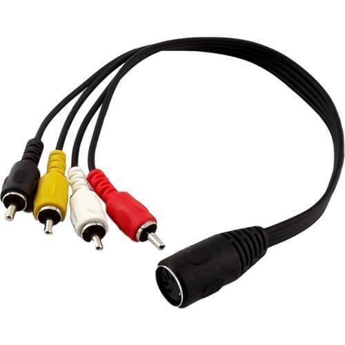 1x Audio Cable 5Pin MIDI DIN Female Jack to 4 RCA Phono Male Adapter Connector Cable 1ft/30cm Nickel Plated