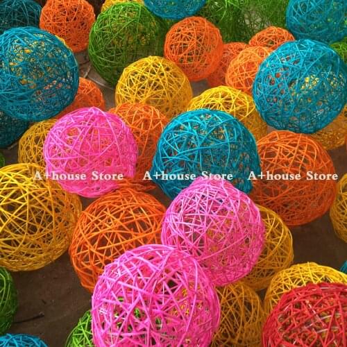 1pcs 10-30cm artificial straw ball stars and love wedding home Christmas decoration rattan ball DIY curtain hanging accessories