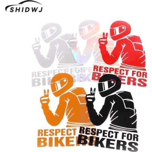 1PC 5 Types 15x11CM Cool Car Stickers Respect Biker Reflective Sticker For Bikers Sticker On Car Motorcycle Vinyl 3D Stickers