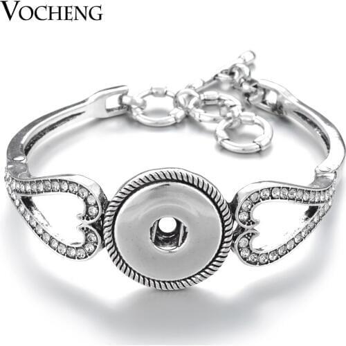 10PCS/Lot Wholesale Vocheng Ginger Snap Button Jewelry 18mm Charm Bracelet Inlaid White Crystal NN-441*10 Free Shipping