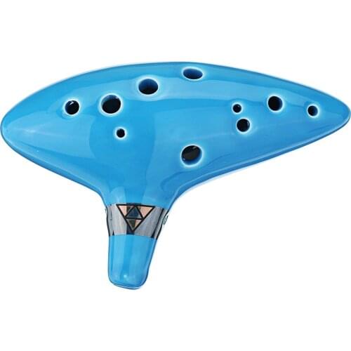 12 Holes Alto C Zelda Ocarina Ceramic Vessel Flute Wind Musical Instrument with Musicbook Lanyard Display Stand Musical Gift