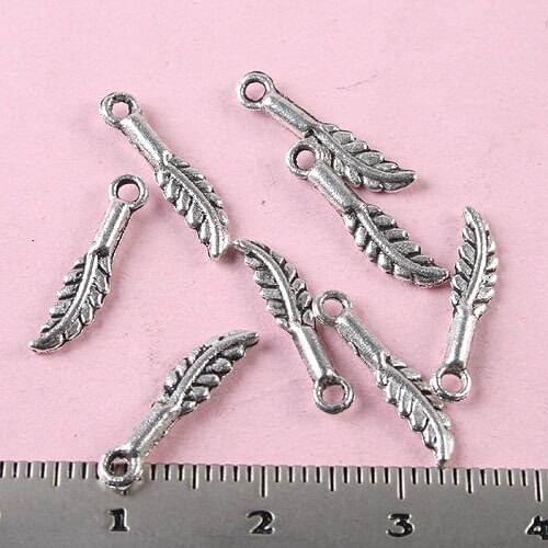 120pcs tibetan silver 2sided mini feather charms H1226
