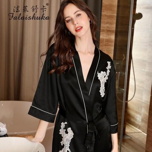 19 momme 100% Genuine silk robes women elegant wedding kimono robes women nightwear bathrobe bride S5699