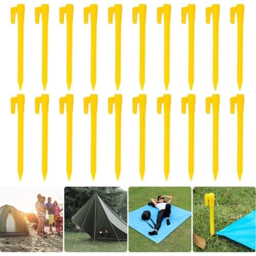 20Pcs Tent Accessories Equipment Pegs Tent Nail Outdoor Camping Travel Beach Mat Ground Plastic Windproof Fixed Pile Anchors New
