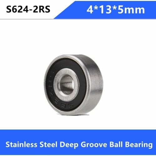 50/100pcs ABEC-5 S624 S624RS S624-2RS 4*13*5mm Stainless Steel ball bearing Miniature Deep Groove Ball bearing 624 4x13x5mm