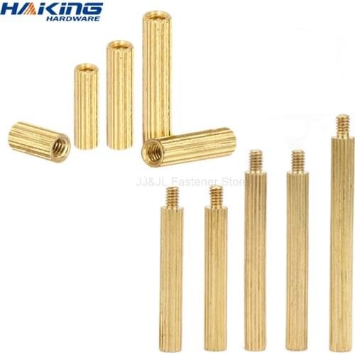 50pcs Solid Brass Copper M2 Round Standoff Spacer Support Pillar Column M-F F-F Male-Female Female For PCB Board length=3-35mm