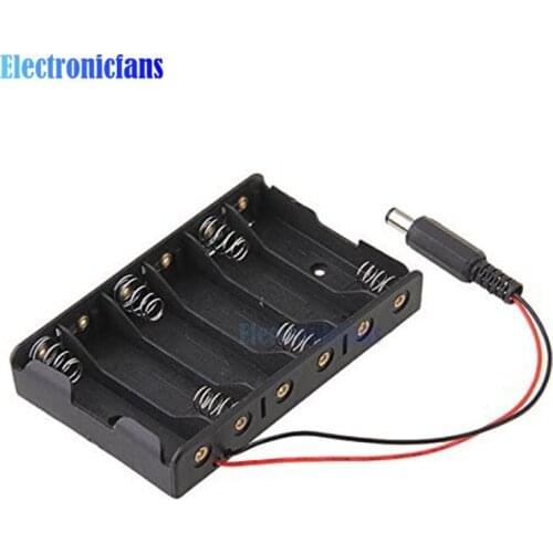 6 x AA Battery Case Storage Holder With DC2.1 Power Jack For Arduino Diy Power Bank Battery Holder