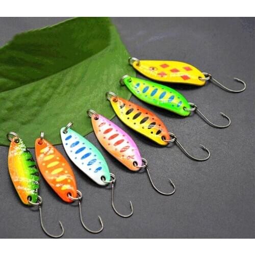 7pcs Mix Colors 3cm 3.5g Fishing Spoon Lure Swim Bait Isca Artificial Trout Pesca Fishing Tackle Leurre Truite Spoons Sequins