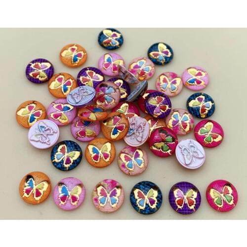 80pcs 10mm Colorful Butterfly&Round Flatback Rhinestone applique stones and crystals Cabochon Button wedding DIY -B31